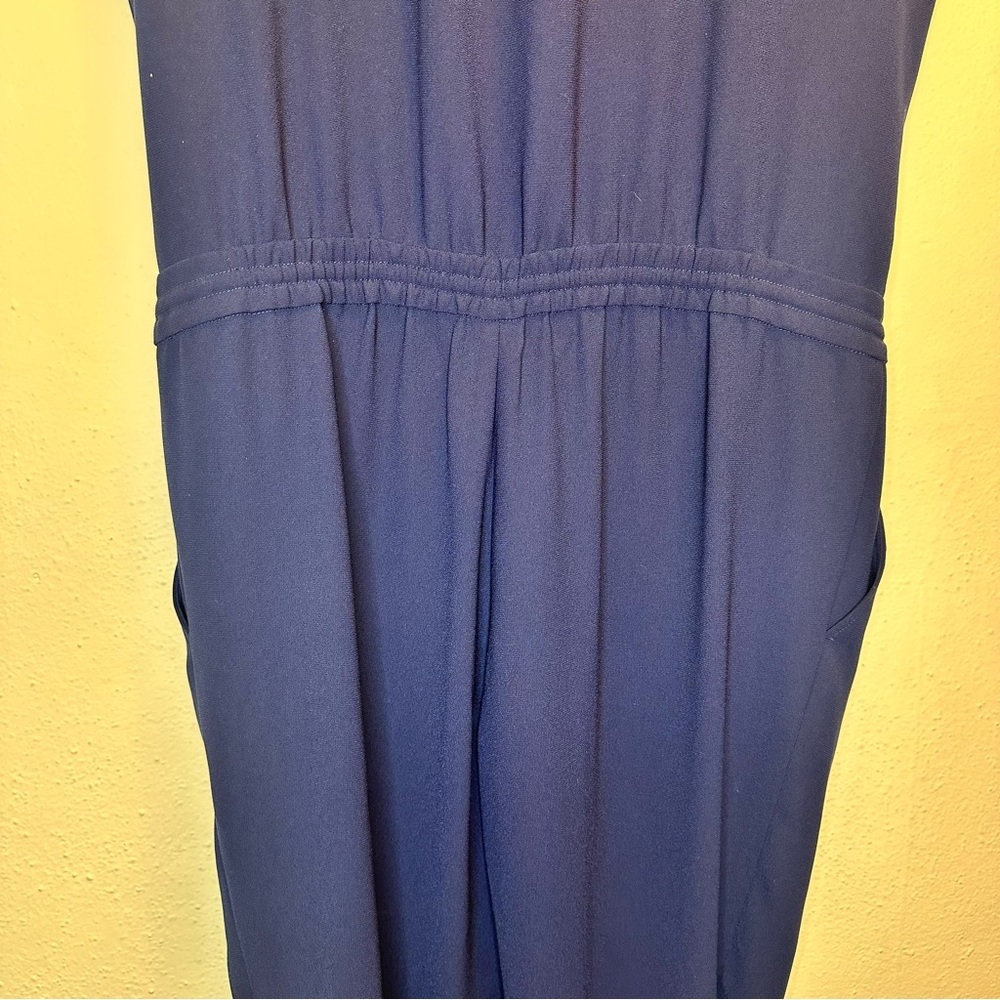 Vince Coastal Cap Sleeve Drawstring Jumpsuit Zip Up Blue Size 8 - Picture 9 of 14